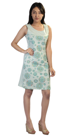 sleeveless dress with chakra print