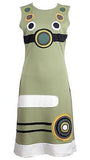 Sleeveless Dress With Circular Patch Design. - craze-trade-limited