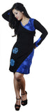 V-Neck Long Sleeved Dress With Side Flower Embroidery. - craze-trade-limited