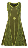 Ladies Green Sleeveless Dress With Patch Design. - TATTOPANI