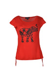 Ladies Short Sleeve Tops with Elephant Print T-Shirt