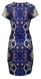 Multicolor Pattern & Rhinestones Patch Dress. - TATTOPANI