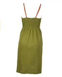 Ladies Summer Sleeveless Strap Dress with Flower Embroidery
