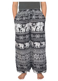 Women's Smocked Waist Elephant Print Harem Trousers. - craze-trade-limited