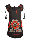 Half Sleeved Dress With Embroid