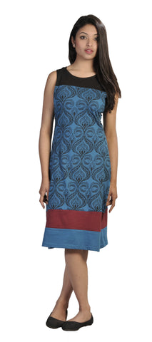 Damask Pattern Print Designed Sleeveless Dress. - craze-trade-limited